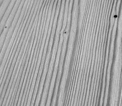 Plocha po broušení plastovými štětinami rustilonového kartáče.